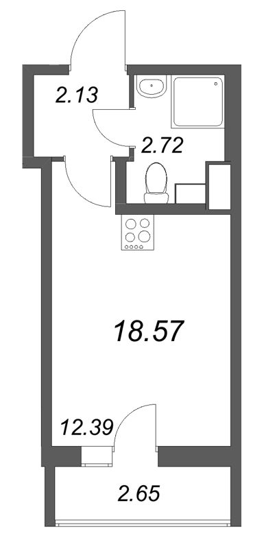 Квартира-студия, 18.57 м² в ЖК "Кинопарк" - планировка, фото №1