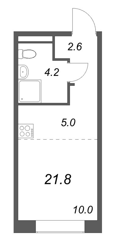Квартира-студия, 21.8 м² в ЖК "Пулково Lake" - планировка, фото №1