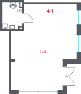 Помещение, 61.8 м² в ЖК "Город-спутник Южный" - планировка, фото №1
