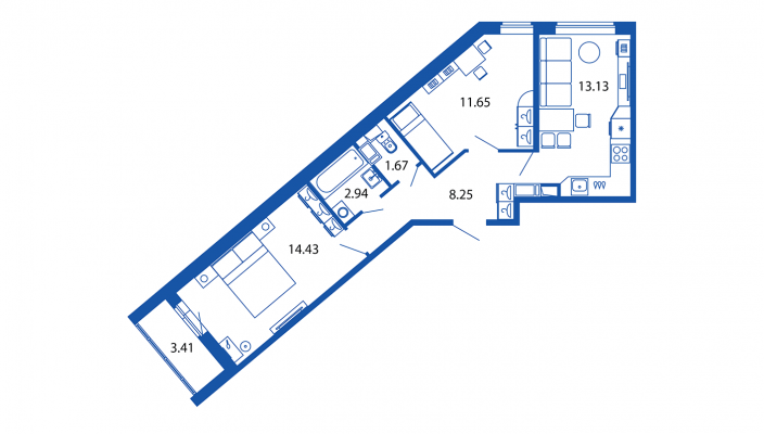 2-комнатная квартира, 52.05 м² в ЖК "Полис ЛАВрики" - планировка, фото №1
