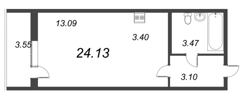 Квартира-студия, 24.13 м² в ЖК "Капральский" - планировка, фото №1