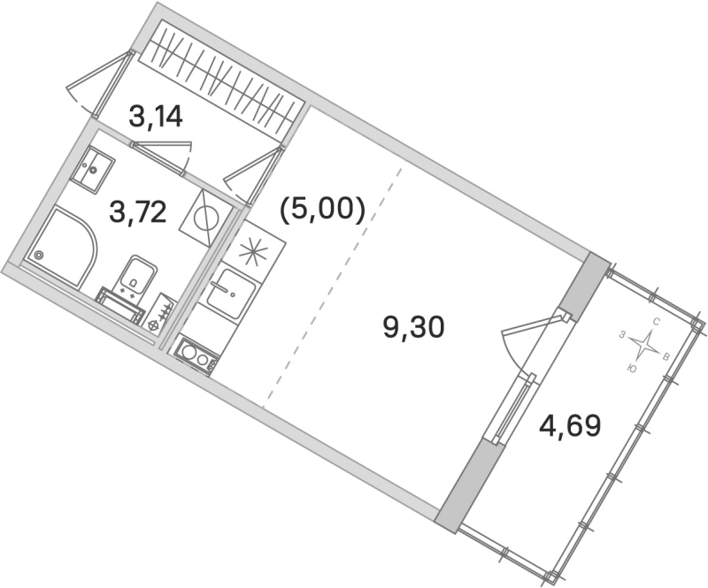 Квартира-студия, 21.16 м² в ЖК "Любоград" - планировка, фото №1