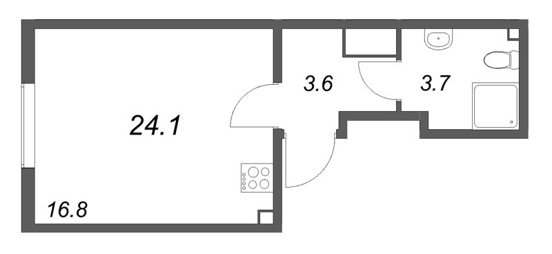 Квартира-студия, 24.1 м² в ЖК "ЛСР. Ржевский парк" - планировка, фото №1