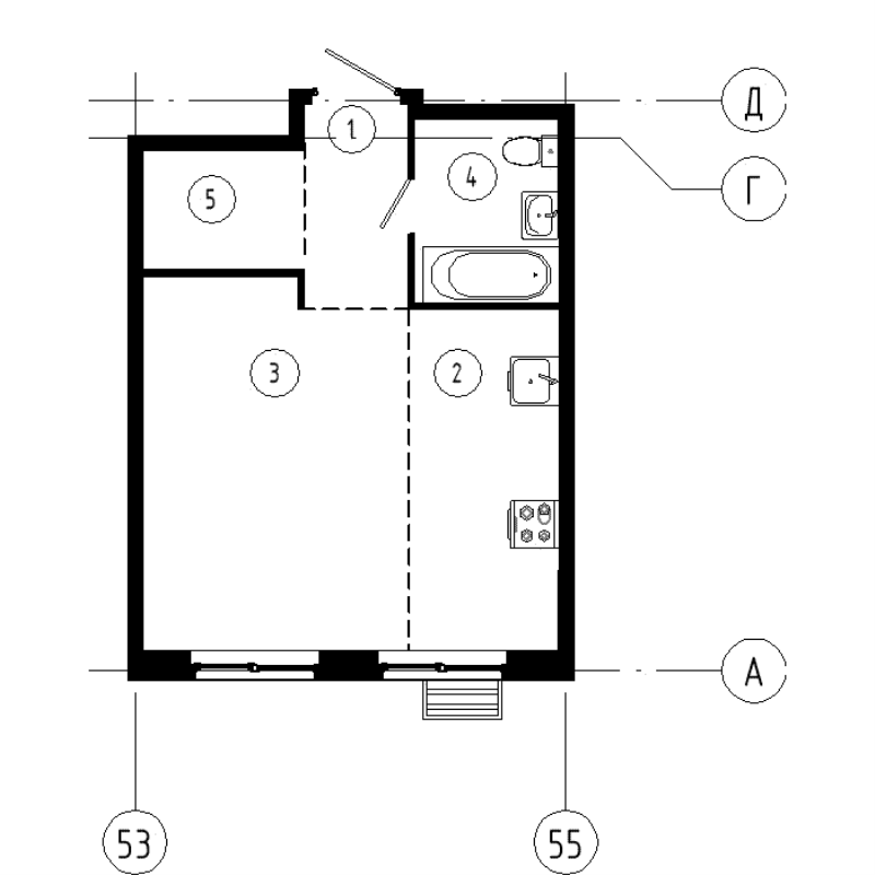 Квартира-студия, 33.6 м² в ЖК "Ягодное Река Парк" - планировка, фото №1