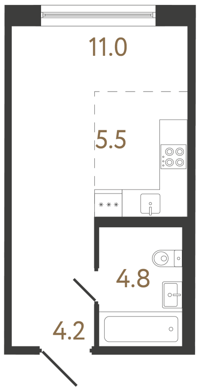 Квартира-студия, 25.5 м² в ЖК "Передвижники 2" - планировка, фото №1