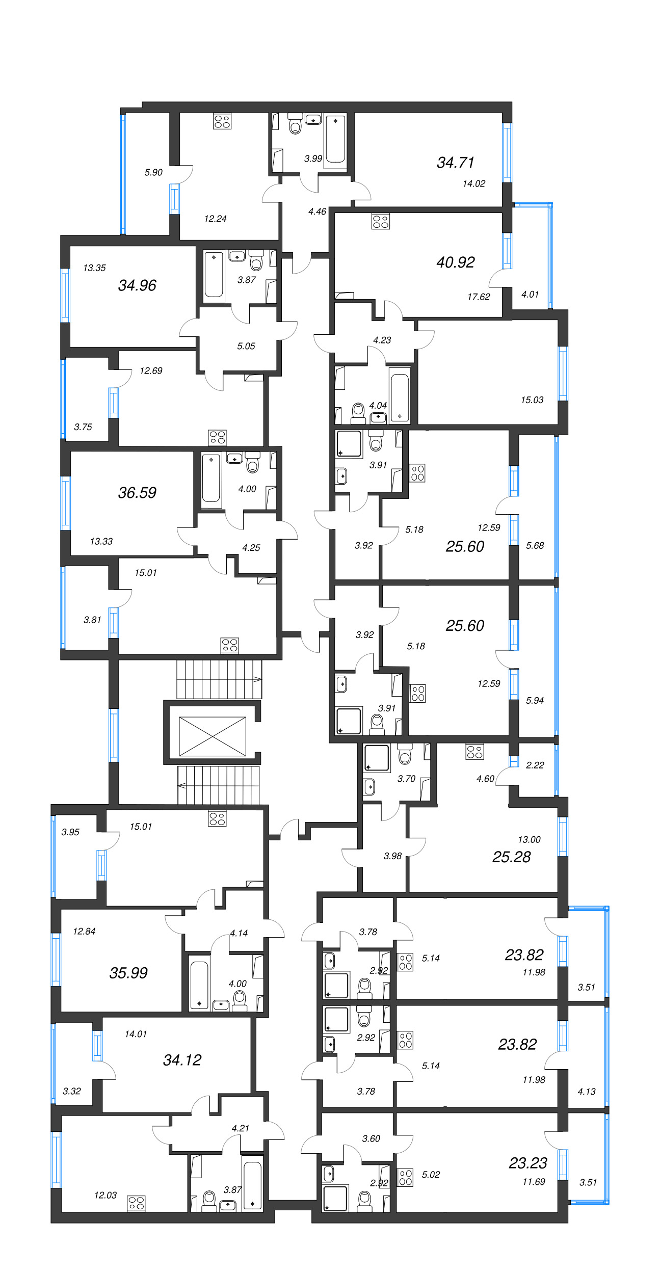 Квартира-студия, 23.23 м² в ЖК "Любоград" - планировка этажа