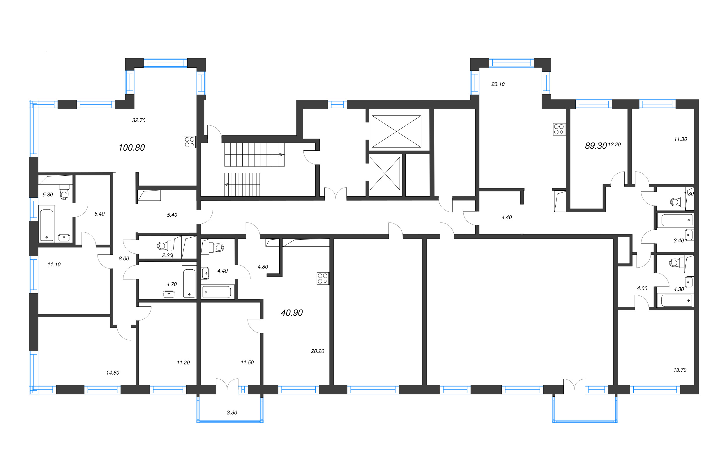 Квартира-студия, 29 м² в ЖК "Легенда на Охте" - планировка этажа