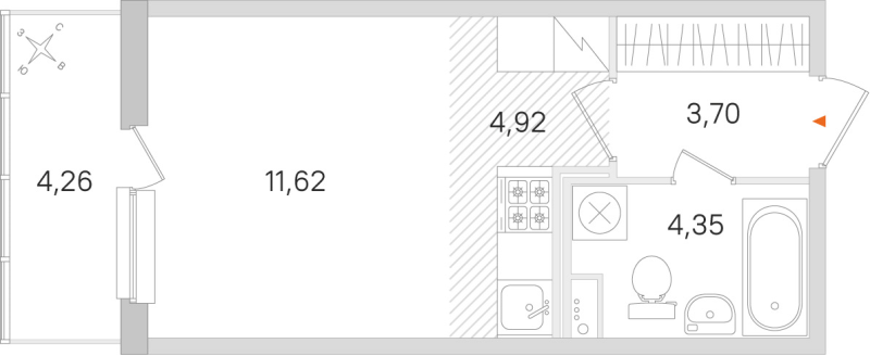 Квартира-студия, 24.59 м² в ЖК "Ясно.Янино" - планировка, фото №1