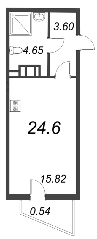 Квартира-студия, 24.6 м² в ЖК "VEREN NORT сертолово" - планировка, фото №1