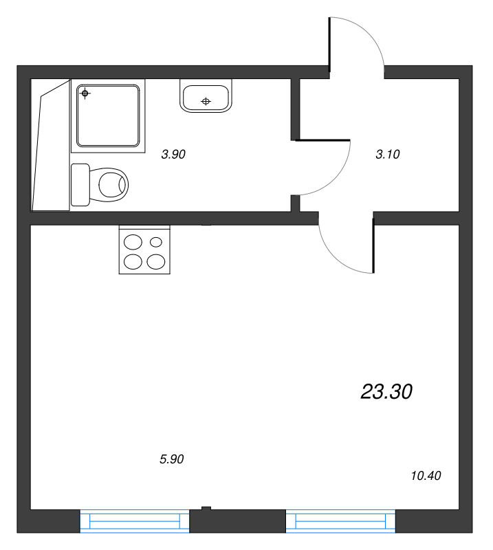 Квартира-студия, 23 м² в ЖК "ЛСР. Ржевский парк" - планировка, фото №1