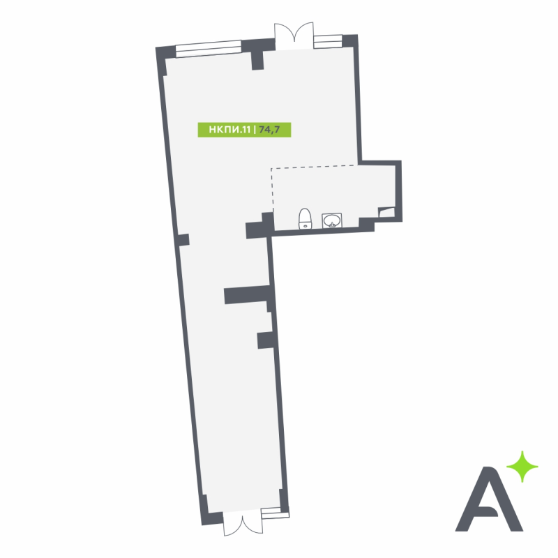 Помещение, 74.7 м² в ЖК "Аквилон Riva" - планировка, фото №1