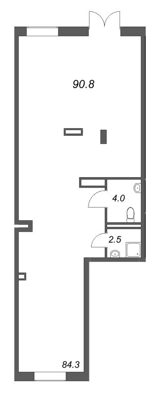 Помещение, 90.8 м² в ЖК "Большая Охта" - планировка, фото №1
