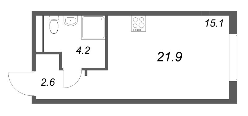 Квартира-студия, 21.9 м² в ЖК "Пулково Лейк" - планировка, фото №1