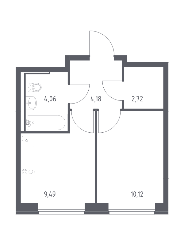 1-комнатная квартира, 30.57 м² в ЖК "Живи! В Рыбацком" - планировка, фото №1