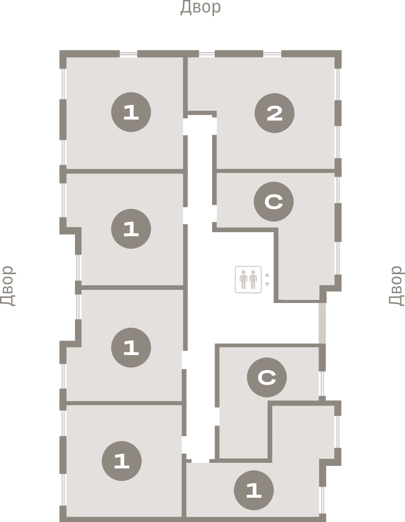 3-комнатная (Евро) квартира, 52.1 м² в ЖК "Брусника в Новоселье" - планировка этажа