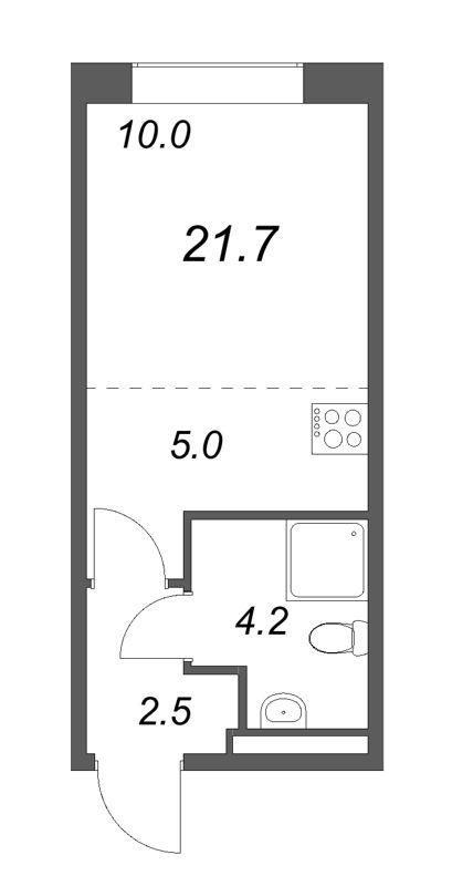 Квартира-студия, 21.7 м² в ЖК "Пулково Лейк" - планировка, фото №1