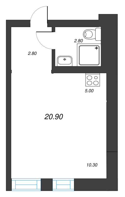 Квартира-студия, 20.9 м² в ЖК "ЭКО Квартал NEGA" - планировка, фото №1