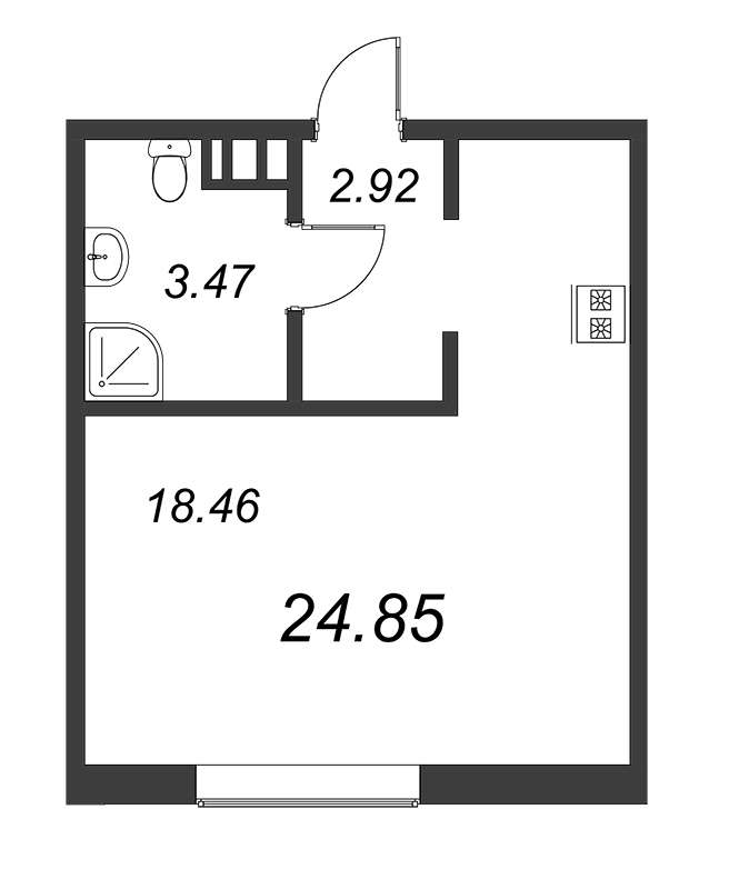 Квартира-студия, 24.85 м² - планировка, фото №1