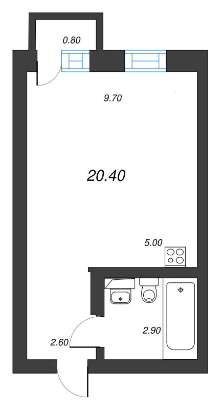Квартира-студия, 20.4 м² в ЖК "ЭКО Квартал NEGA" - планировка, фото №1
