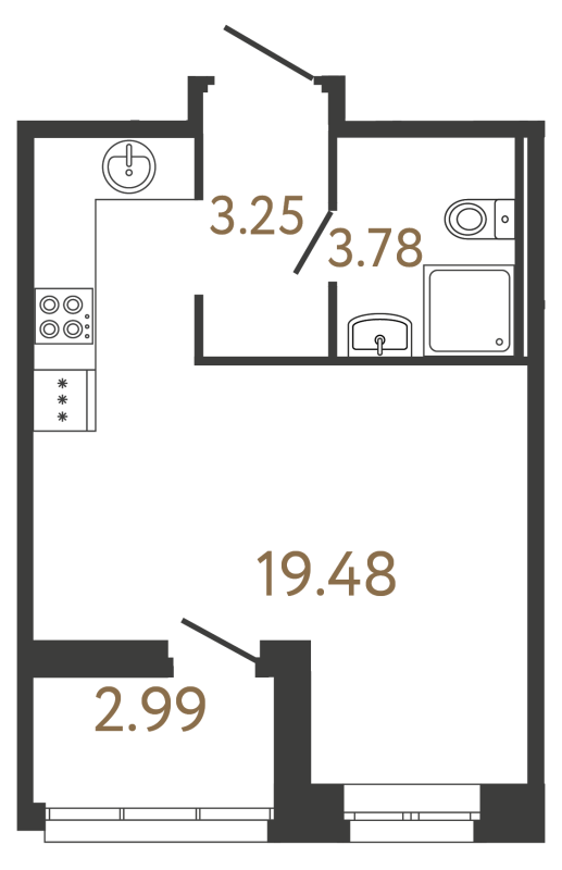 Квартира-студия, 26.51 м² в ЖК "Ultra City 3.0" - планировка, фото №1