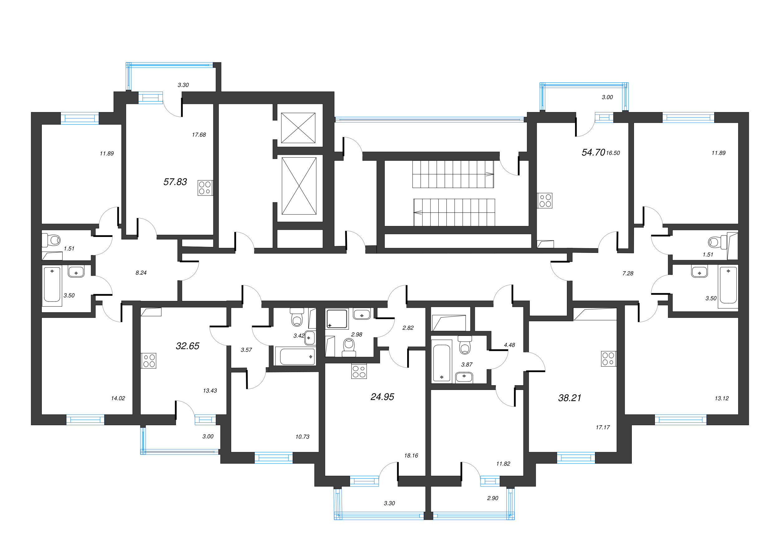 Квартира-студия, 24.95 м² в ЖК "Лето" - планировка этажа