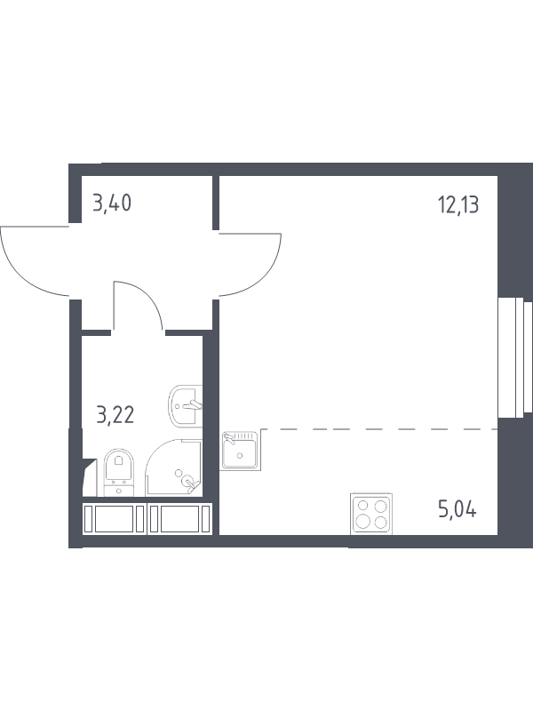 Квартира-студия, 23.79 м² - планировка, фото №1