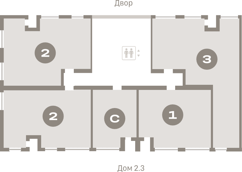 2-комнатная (Евро) квартира, 57.7 м² в ЖК "Северный ветер" - планировка этажа
