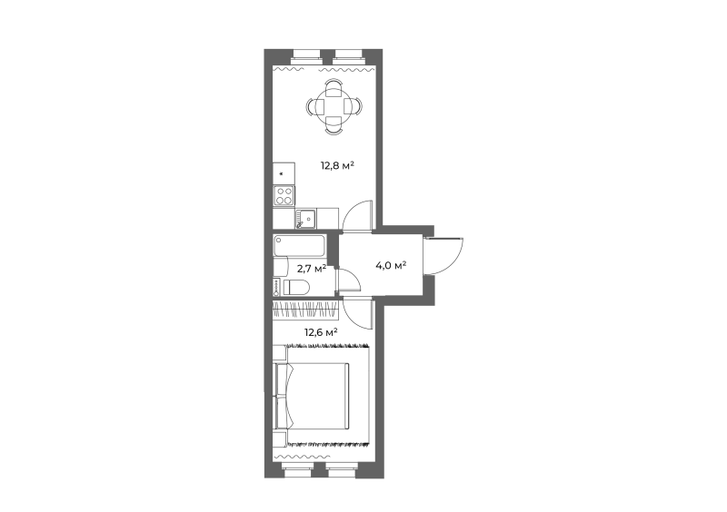 1-комнатная квартира, 32.1 м² в ЖК "ЭКО Квартал NEGA" - планировка, фото №1