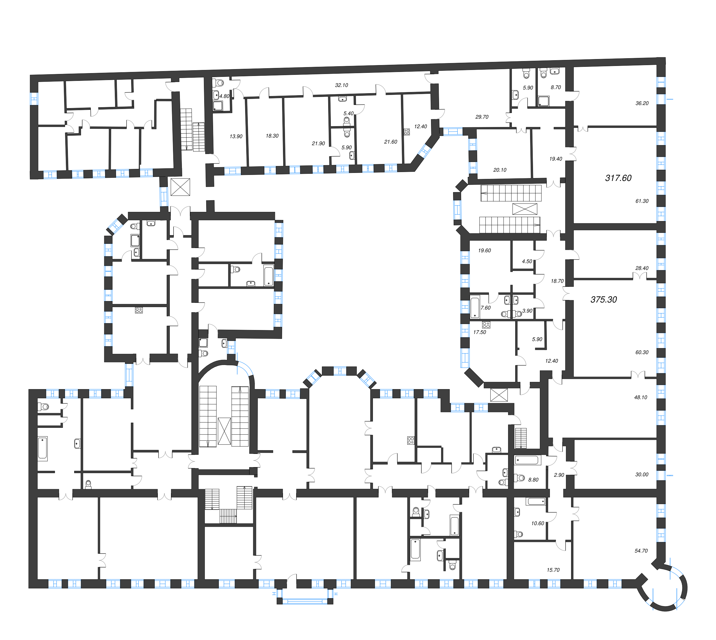 7-комнатная квартира, 307.22 м² в ЖК "Три Грации" - планировка этажа