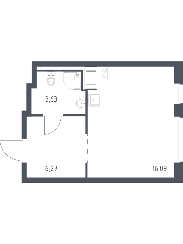 Квартира-студия, 25.99 м² - планировка, фото №1