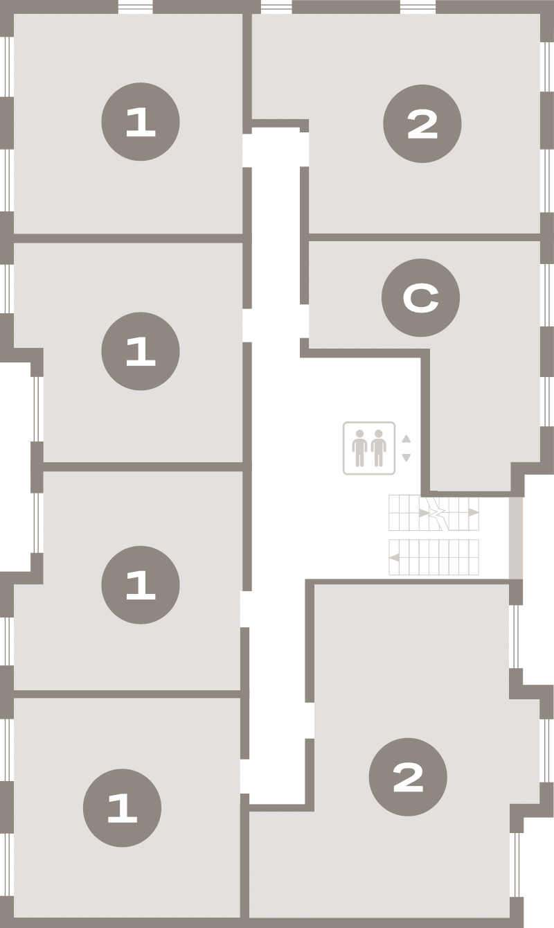 2-комнатная (Евро) квартира, 43.2 м² в ЖК "Брусника в Новоселье" - планировка этажа