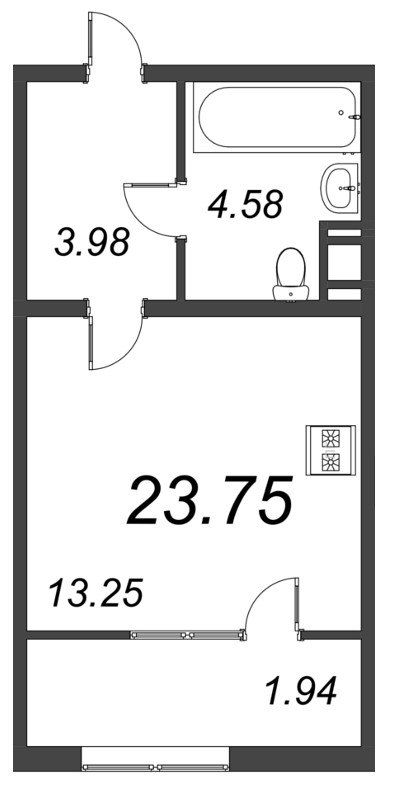 Квартира-студия, 25.4 м² в ЖК "Pixel" - планировка, фото №1