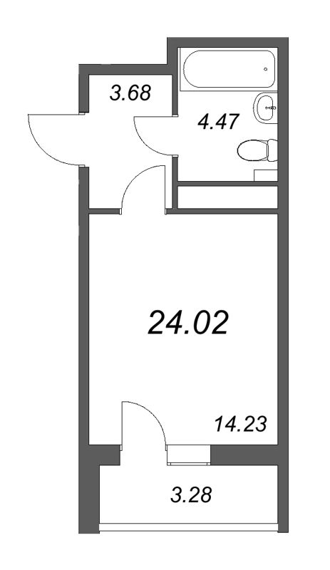 Квартира-студия, 24.02 м² - планировка, фото №1