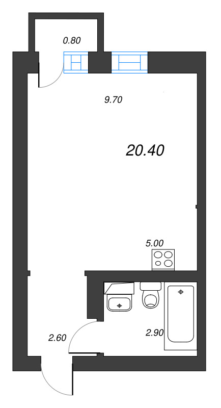 Квартира-студия, 20.4 м² в ЖК "ЭКО Квартал NEGA" - планировка, фото №1