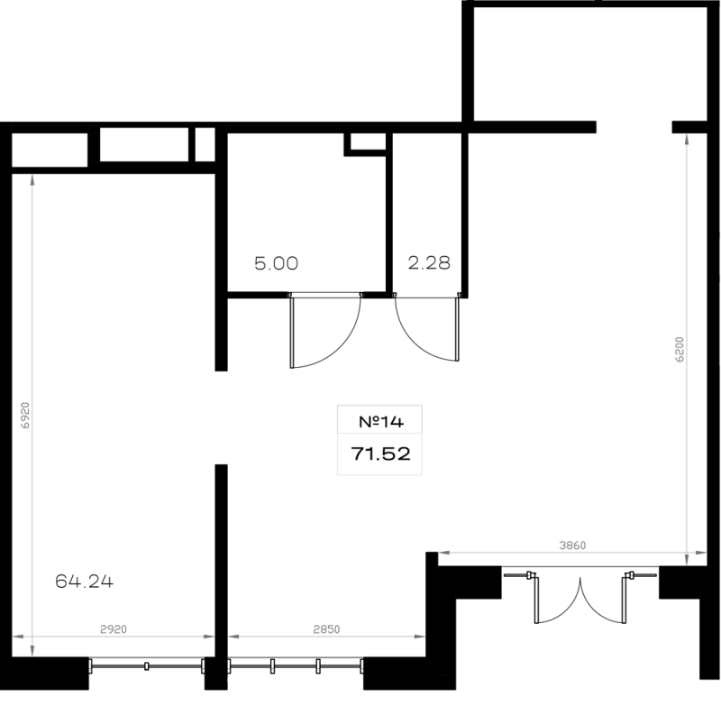Помещение, 71.52 м² в ЖК "Борский" - планировка, фото №1