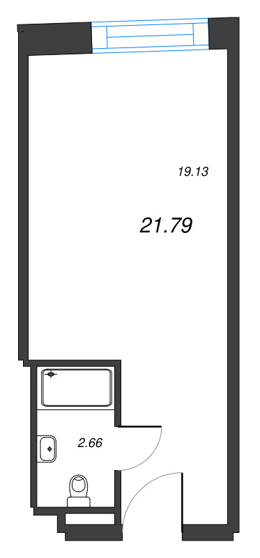Квартира-студия, 21.79 м² - планировка, фото №1