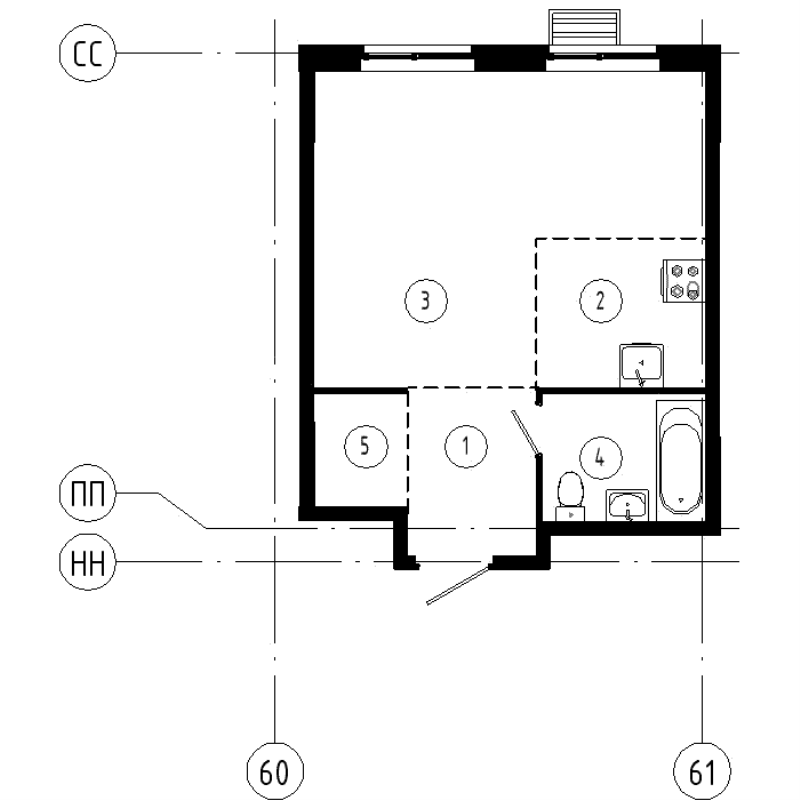 Квартира-студия, 35 м² в ЖК "Ягодное Река Парк" - планировка, фото №1