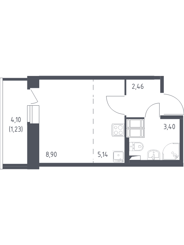 Квартира-студия, 21.13 м² - планировка, фото №1