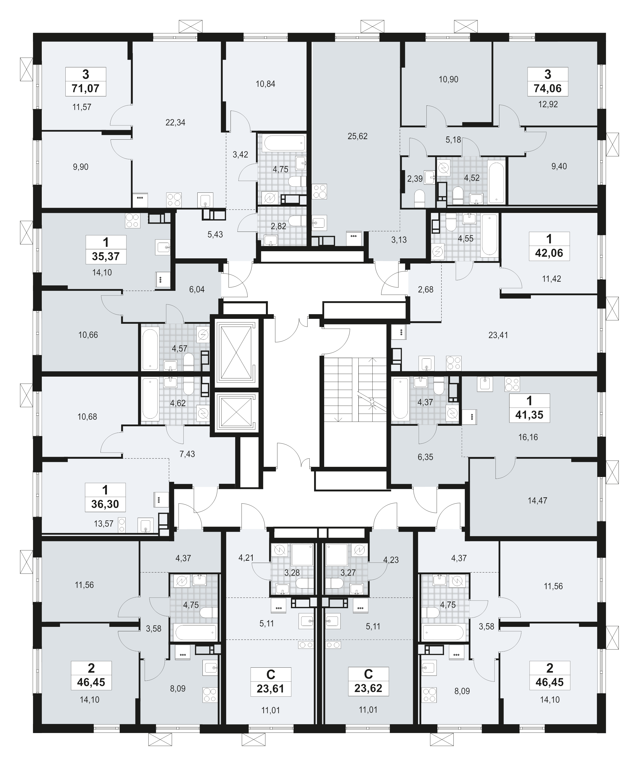 Квартира-студия, 23.62 м² в ЖК "А101 Лаголово" - планировка этажа