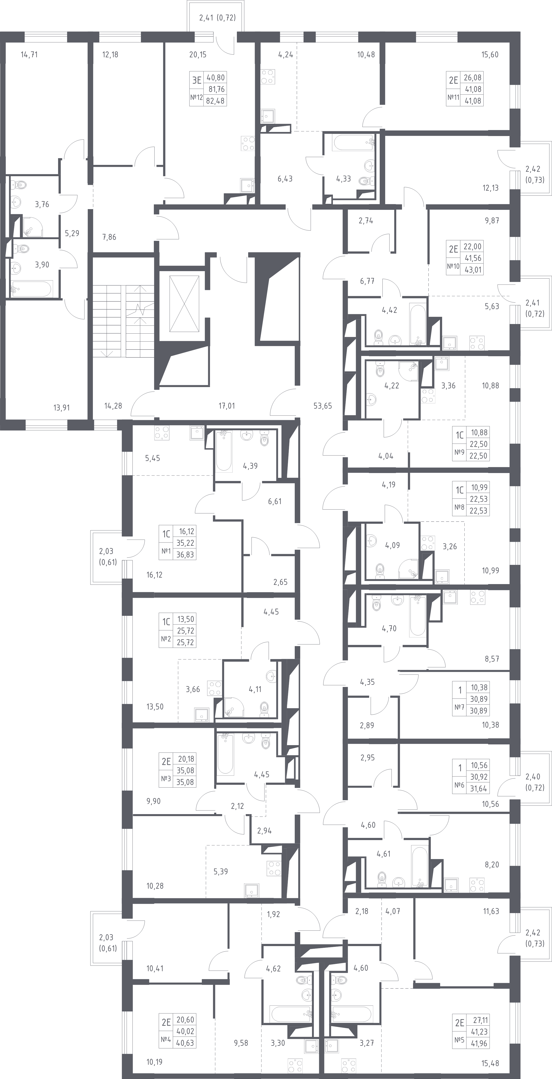 Квартира-студия, 22.53 м² - планировка этажа