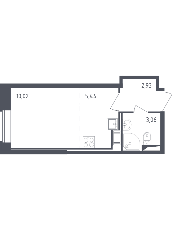 Квартира-студия, 21.45 м² в ЖК "Живи! В Рыбацком" - планировка, фото №1