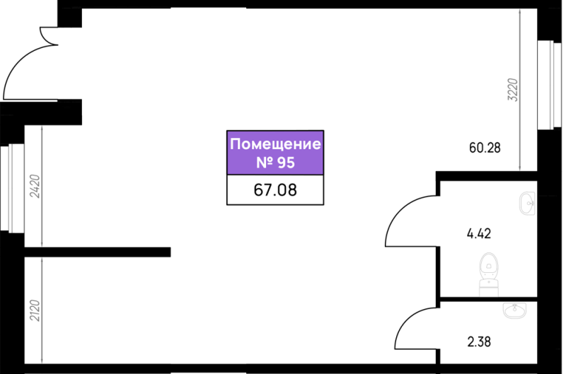 Помещение, 67.08 м² в ЖК "Имена" - планировка, фото №1