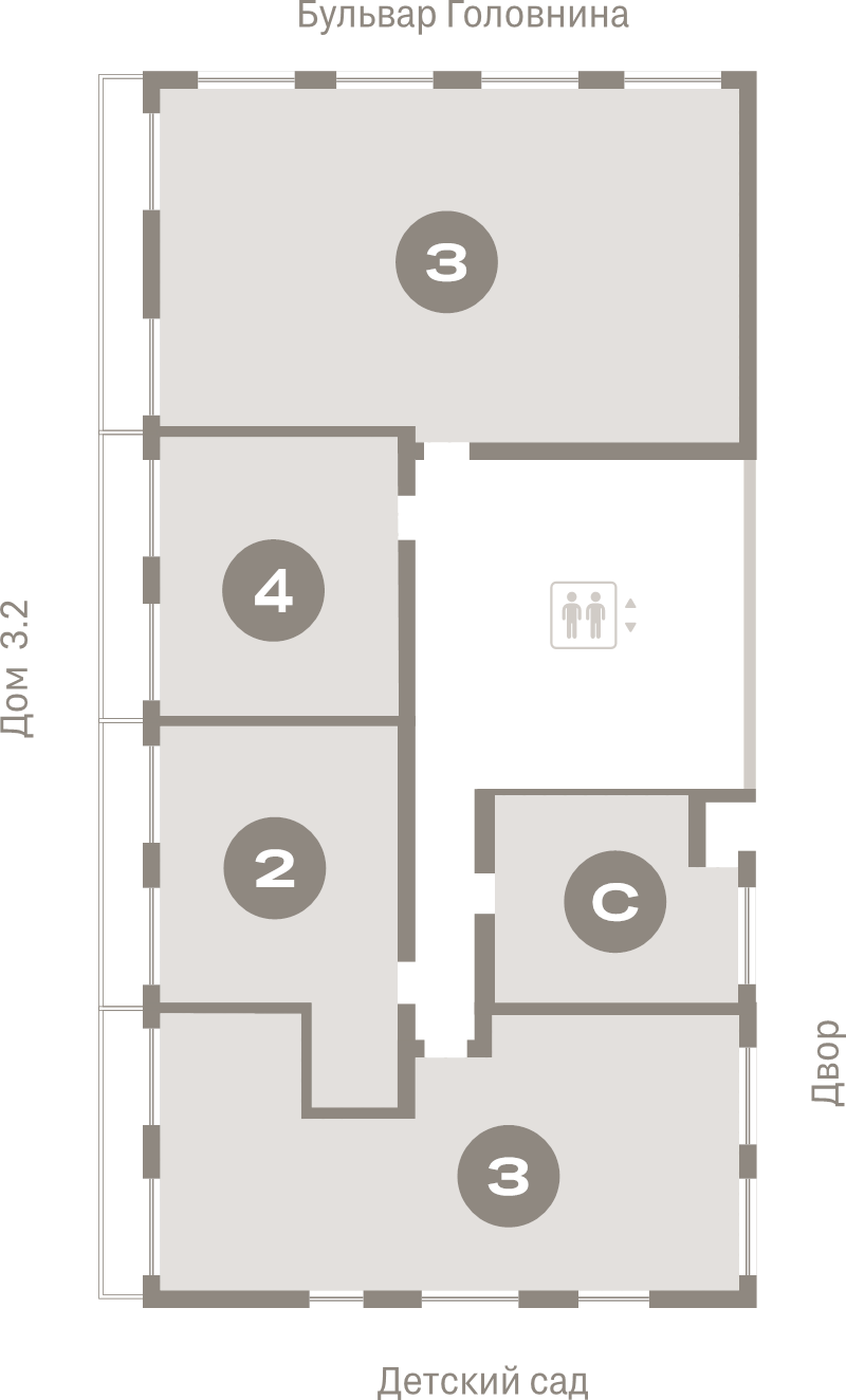 5-комнатная (Евро) квартира, 132.2 м² в ЖК "Северный ветер" - планировка этажа