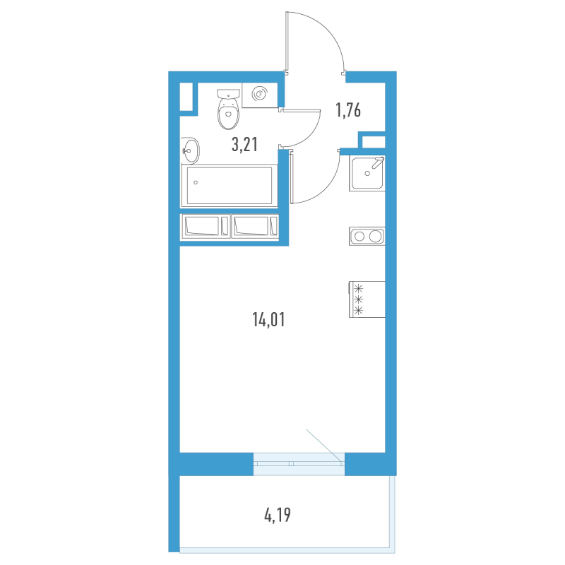 Квартира-студия, 20.24 м² в ЖК "Аэросити" - планировка, фото №1