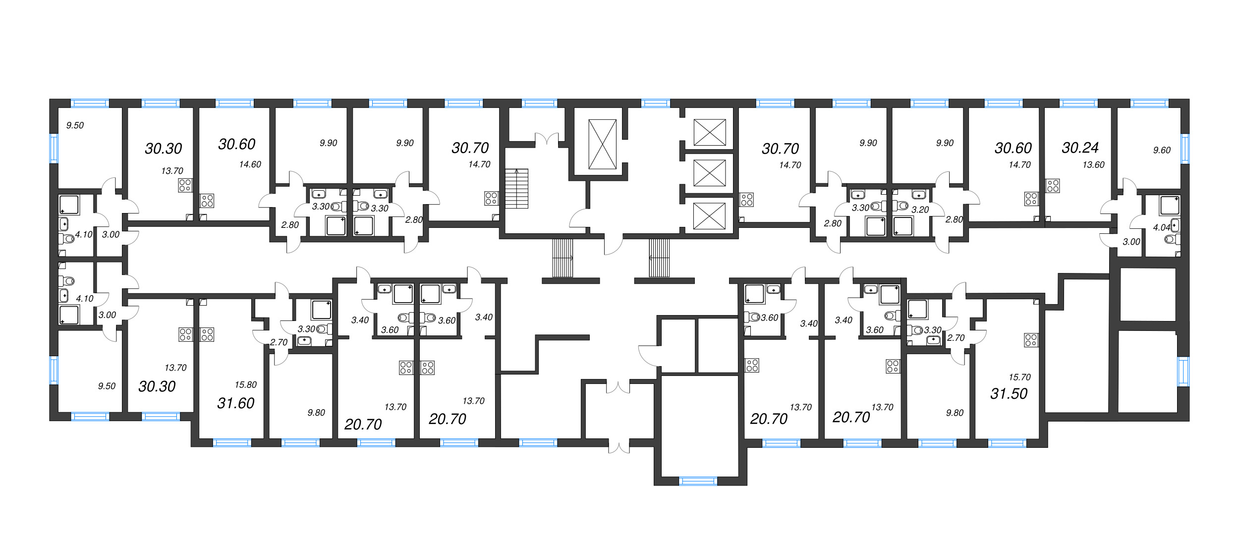Квартира-студия, 20.7 м² в ЖК "Ручьи" - планировка этажа