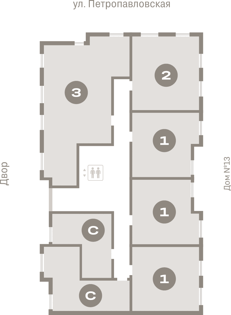 2-комнатная квартира, 52.1 м² в ЖК "Брусника в Новоселье" - планировка этажа