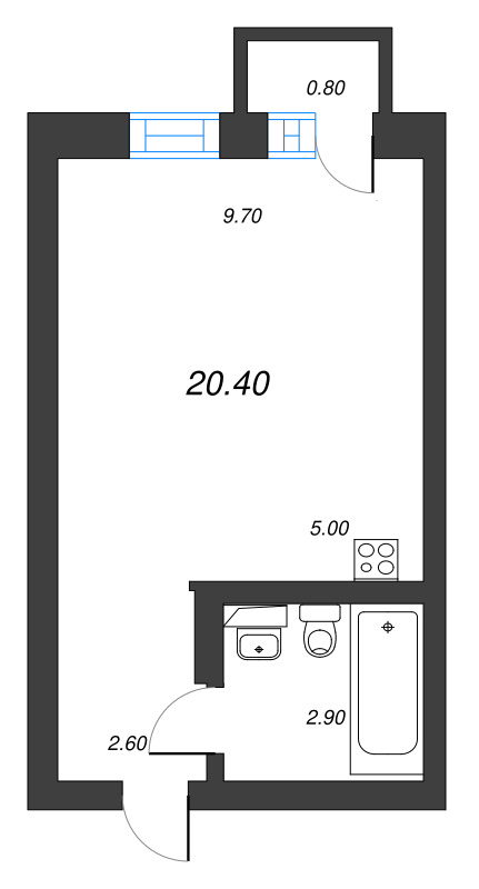 Квартира-студия, 20.4 м² в ЖК "ЭКО Квартал NEGA" - планировка, фото №1