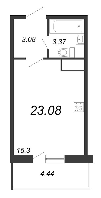 Квартира-студия, 23.08 м² - планировка, фото №1