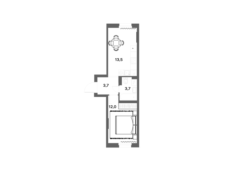 1-комнатная квартира, 32.9 м² в ЖК "ЭКО Квартал NEGA" - планировка, фото №1