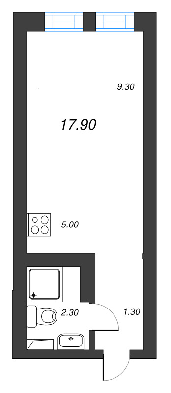 Квартира-студия, 17.9 м² в ЖК "Эко Квартал Нега" - планировка, фото №1